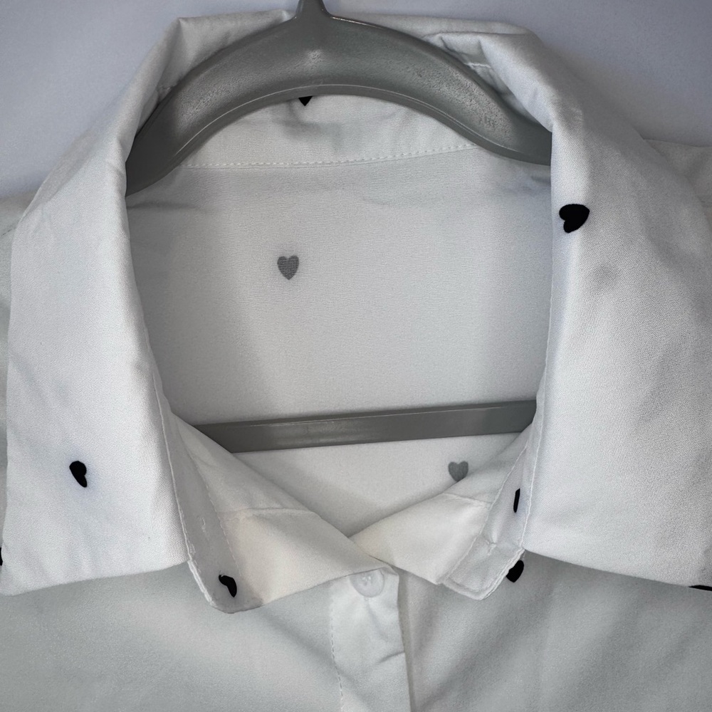 White Heart Patterned Men's Shirt